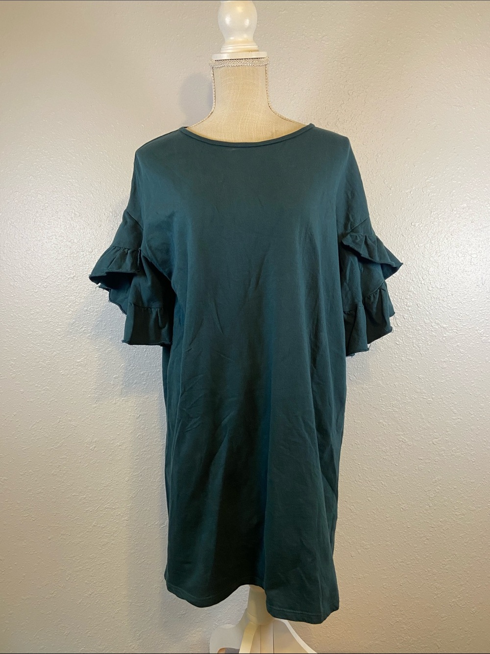 Zara Minimalist Chic Business Casual Lightweight Ruffle Sleeve Mini Dress Size S